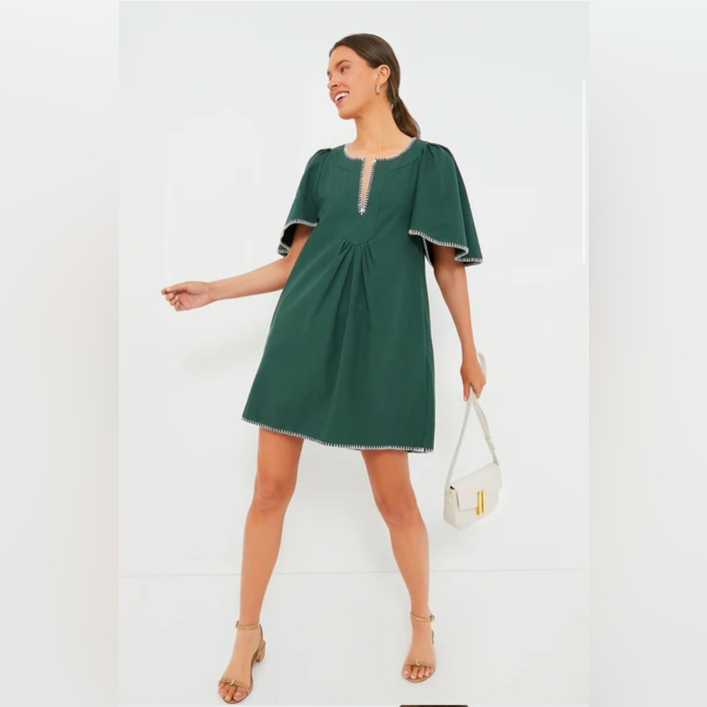 Tuckernuck Pomander Place Green Stitch Finley Flutter Sleeve Dress - Picture 2 of 5